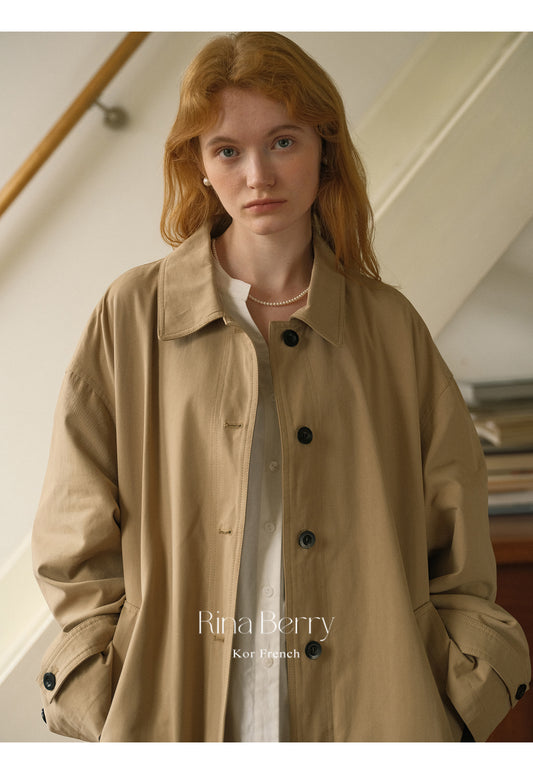 Oversized Storm-Flap Button-Up Coat