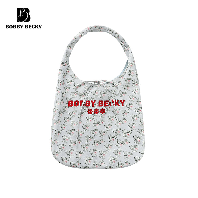 Gingham And Floral Tote With Logo Embroidery