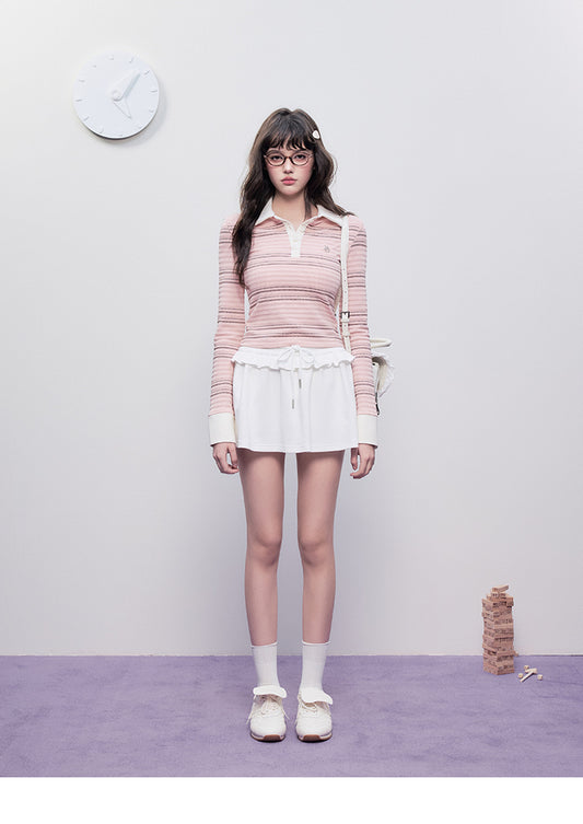 Textured Stripe Slim Fit Polo Shirt