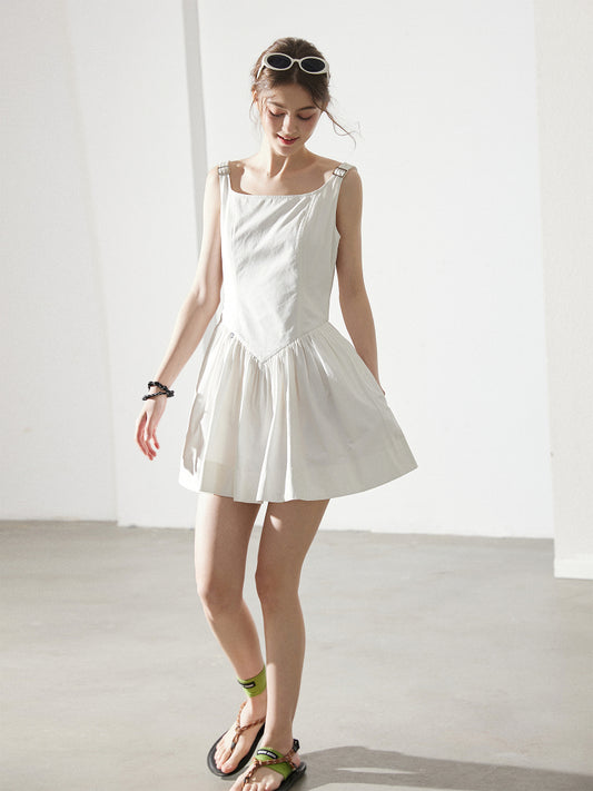 Minimalist V-Waist Dress With Adjustable Straps