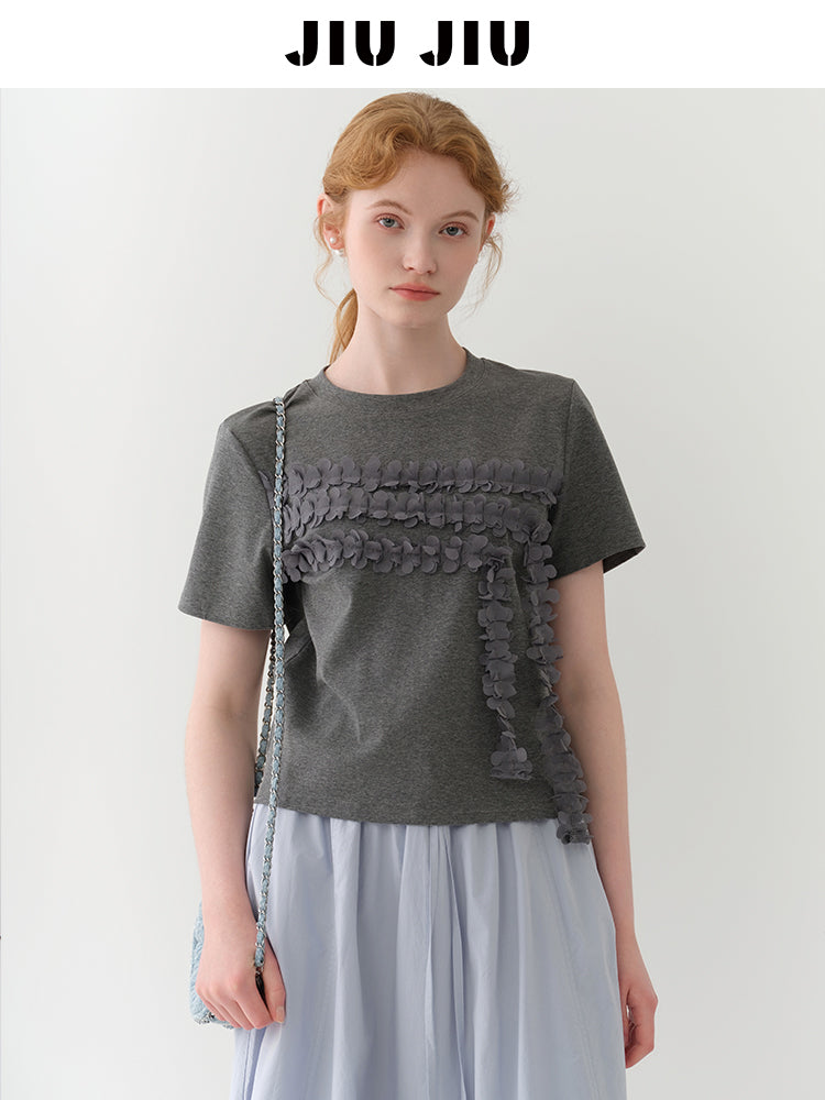 Floral-Embellished T-Shirt