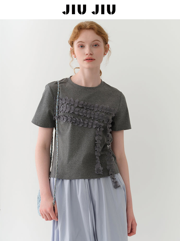 Floral-Embellished T-Shirt