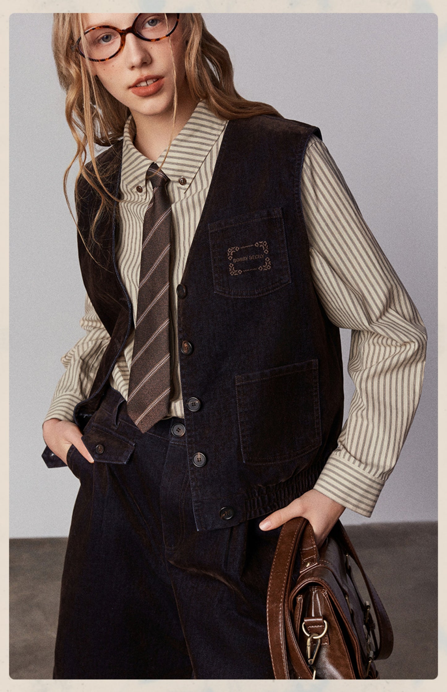 Classic Flocked Denim Vest And Shorts