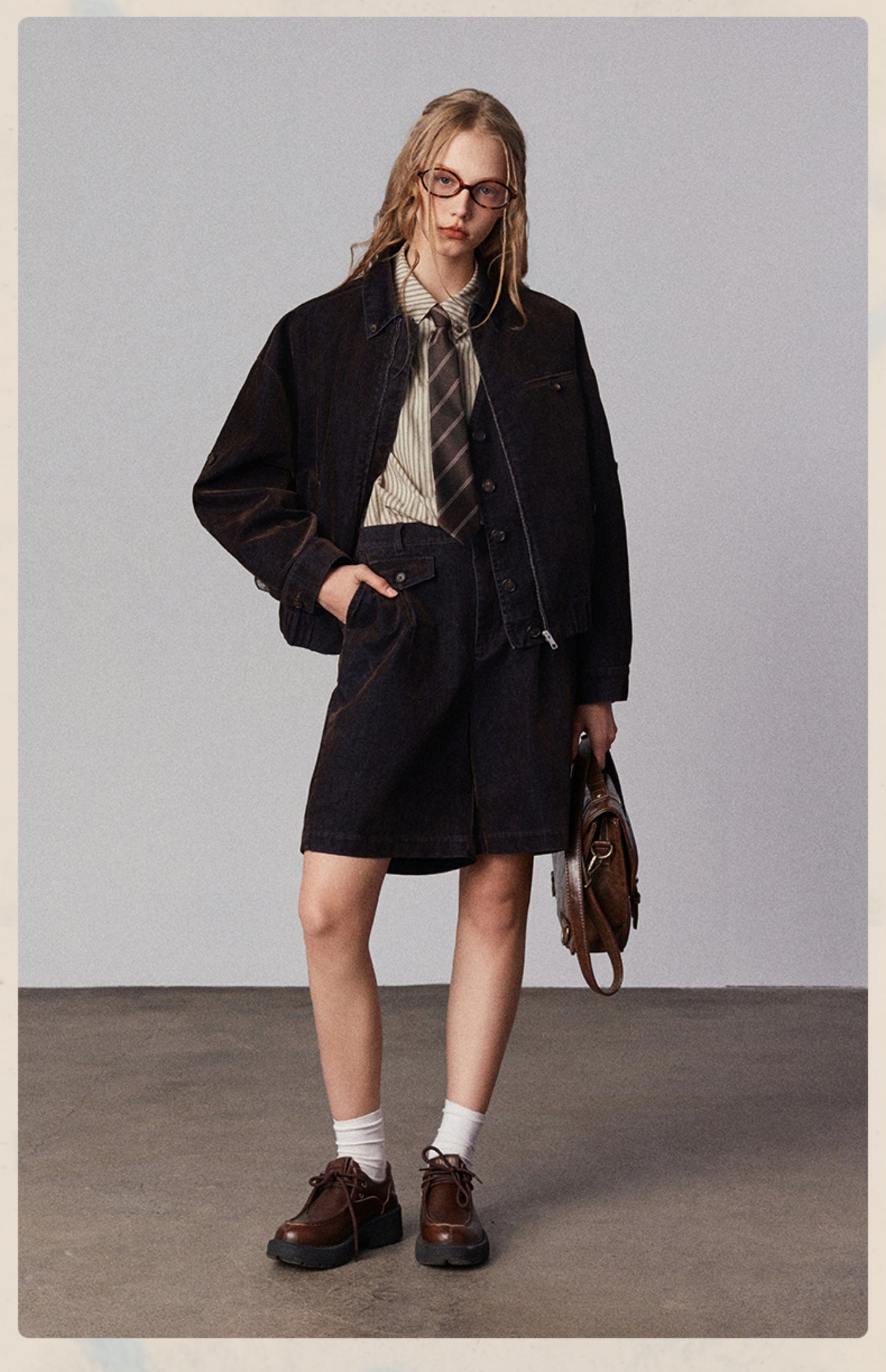 Classic Flocked Denim Vest And Shorts