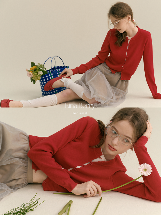 Button-Up Gap-Front Knit Cardigan