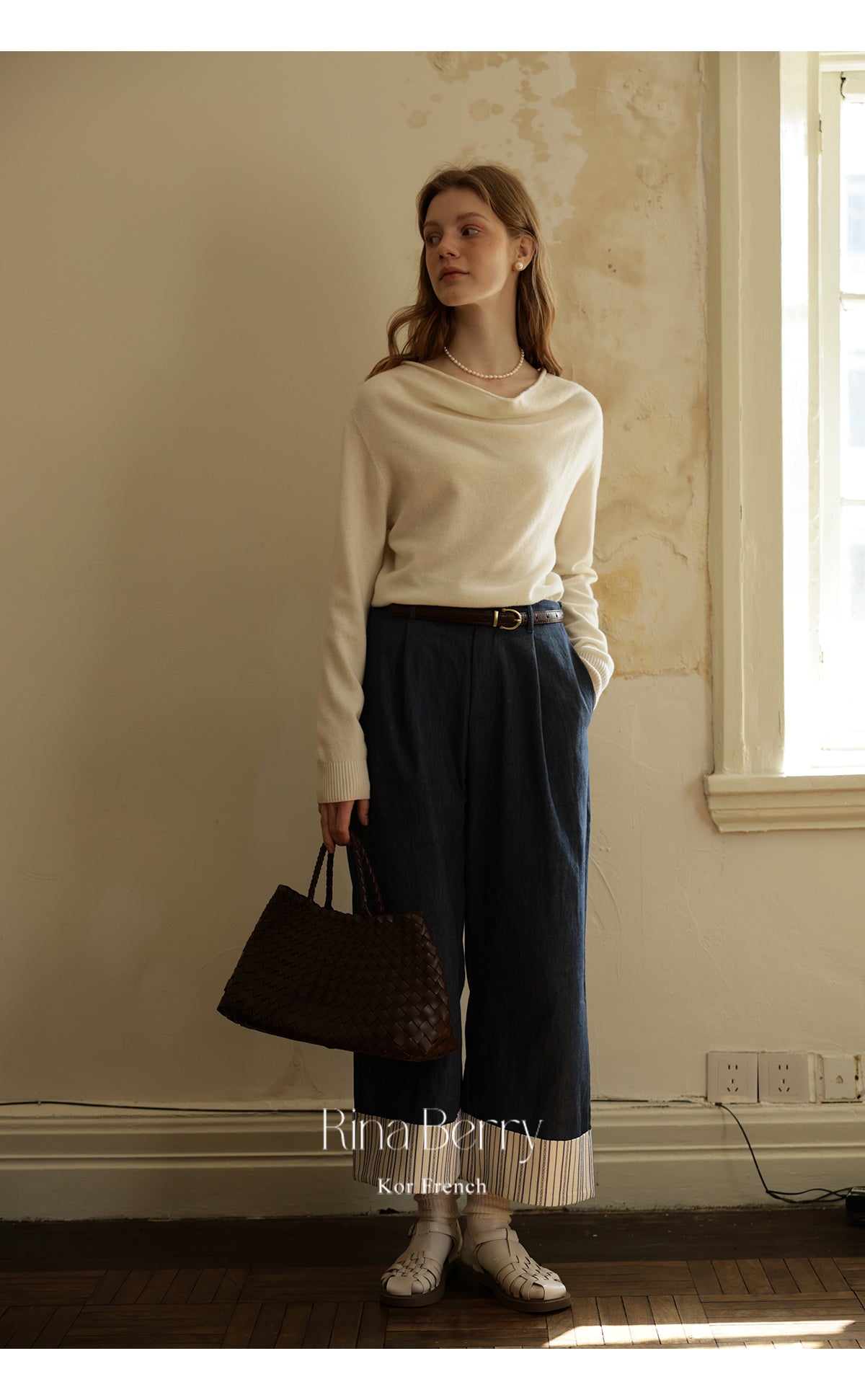 Draped Neckline Wool Blend Knit Top