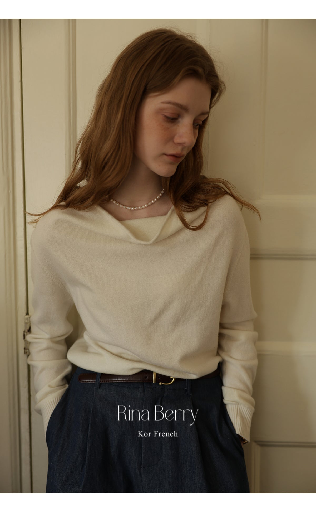 Draped Neckline Wool Blend Knit Top