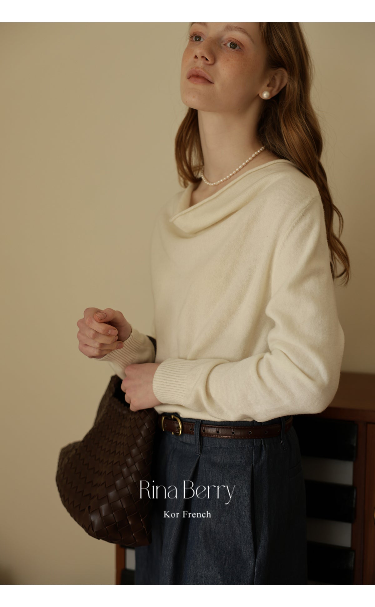 Draped Neckline Wool Blend Knit Top