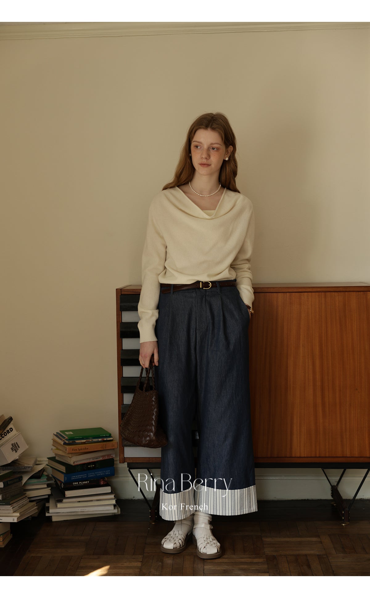 Draped Neckline Wool Blend Knit Top