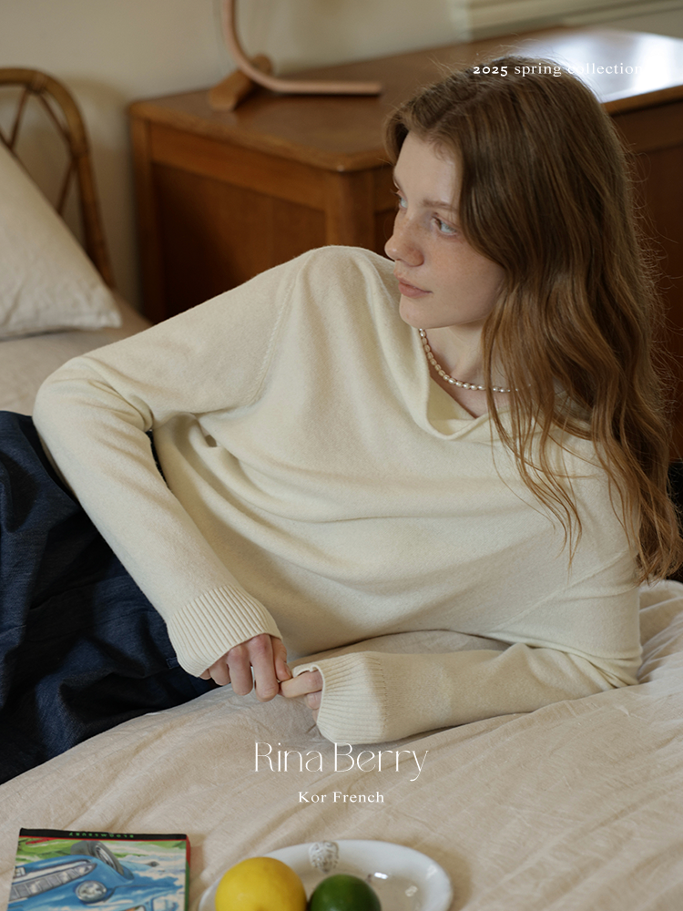 Draped Neckline Wool Blend Knit Top