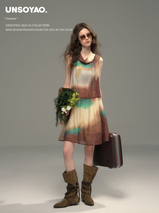 Translucent Gradient Sleeveless Dress