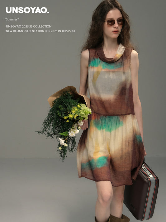 Translucent Gradient Sleeveless Dress