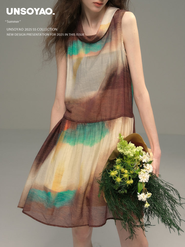 Translucent Gradient Sleeveless Dress