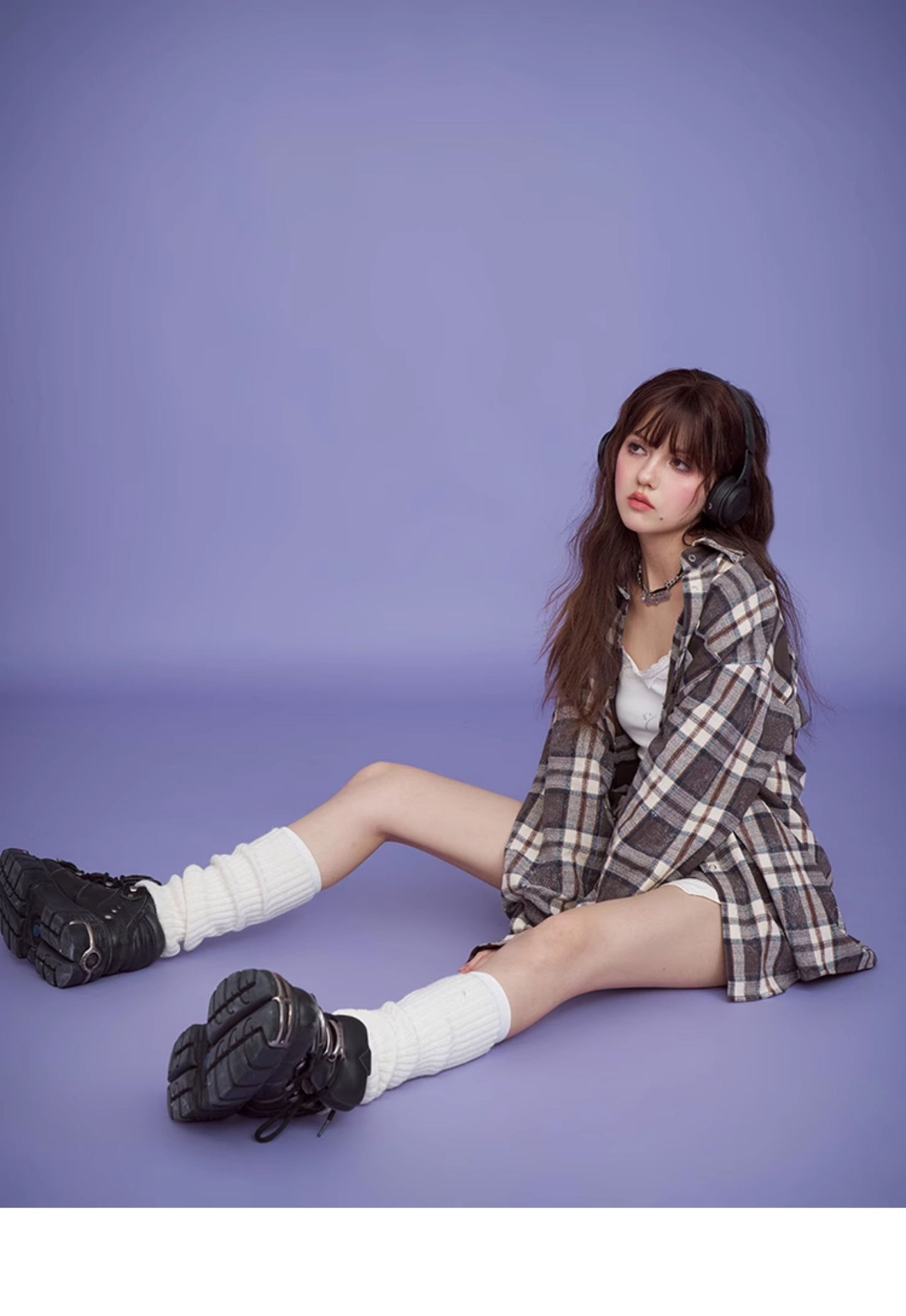 Plaid Oversized Linen-Blend Shirt, High-Waisted Shorts