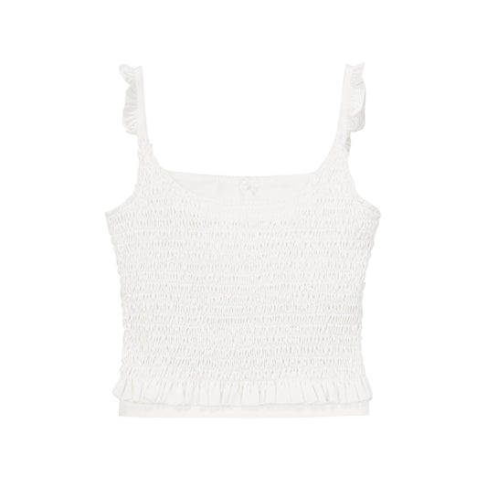 Shirring Camisole With Ruffle Detail