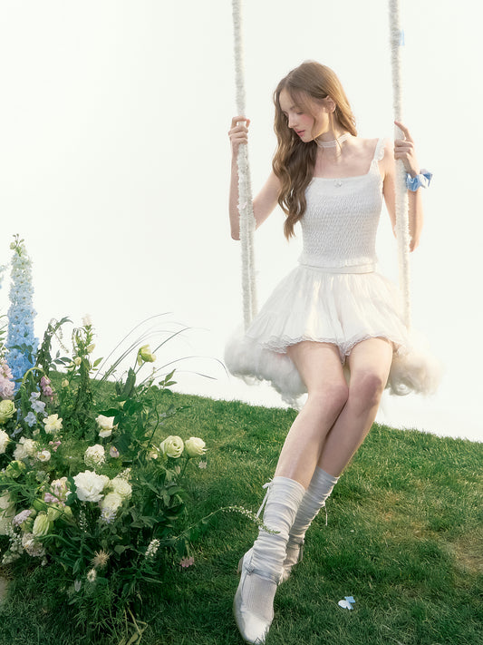 Shirring Camisole With Ruffle Detail