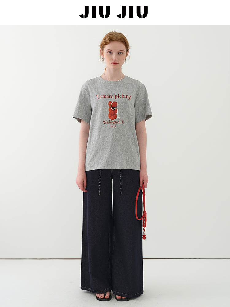 Beaded Tomato Print T-Shirt