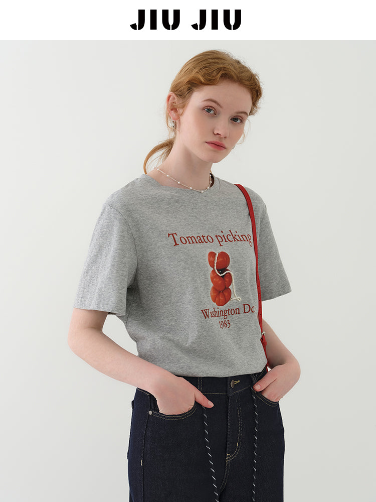 Beaded Tomato Print T-Shirt