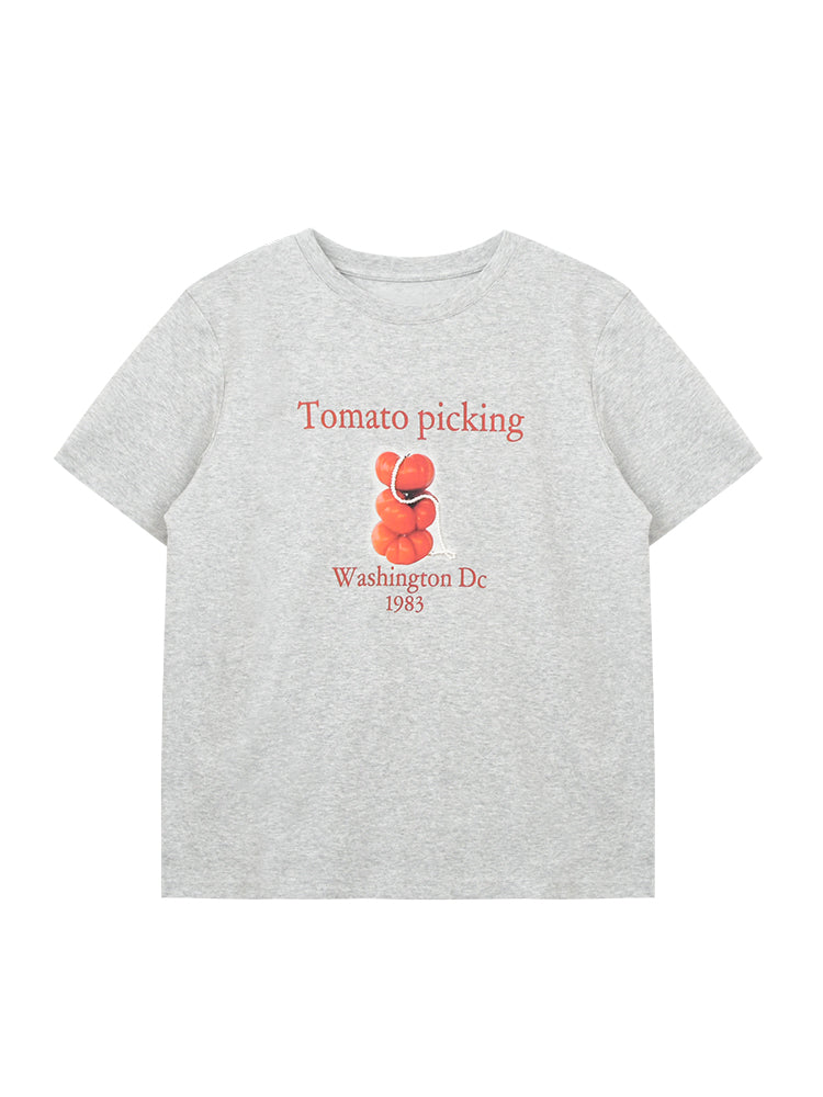 Beaded Tomato Print T-Shirt