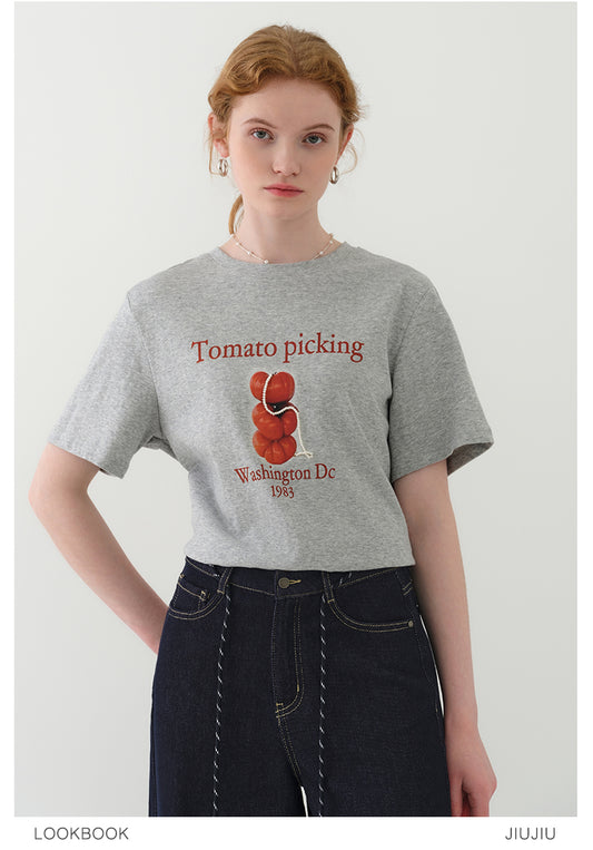 Beaded Tomato Print T-Shirt