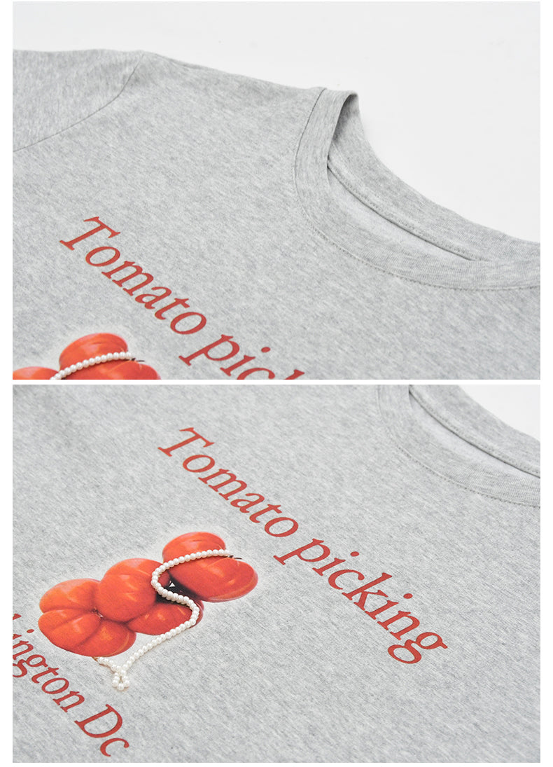 Beaded Tomato Print T-Shirt