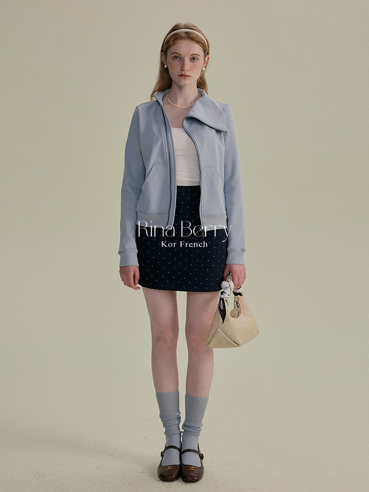 Asymmetric Collared Zip-Up Sweatshirt