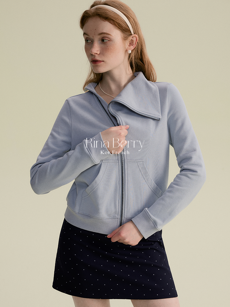 Asymmetric Collared Zip-Up Sweatshirt