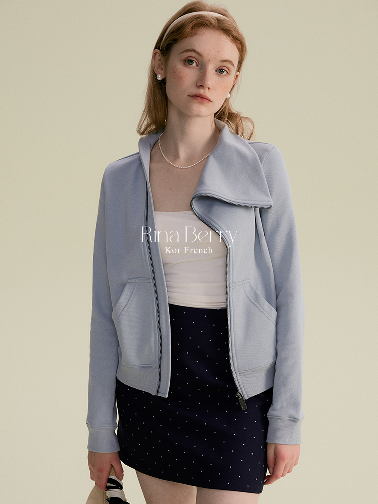 Asymmetric Collared Zip-Up Sweatshirt