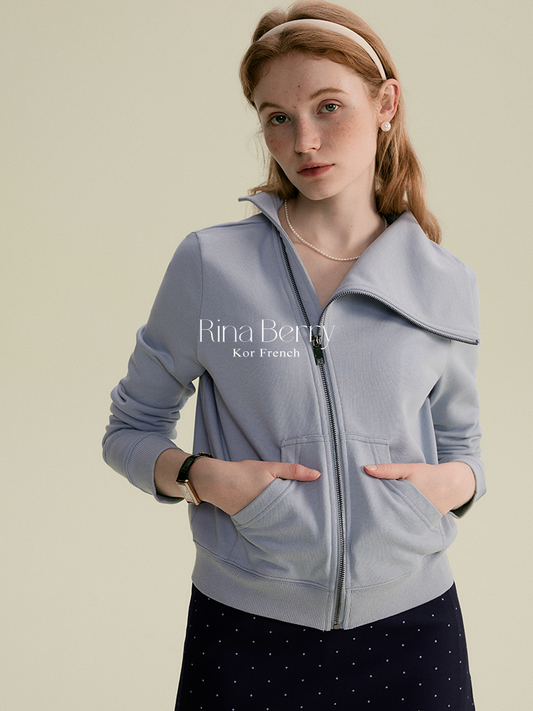 Asymmetric Collared Zip-Up Sweatshirt