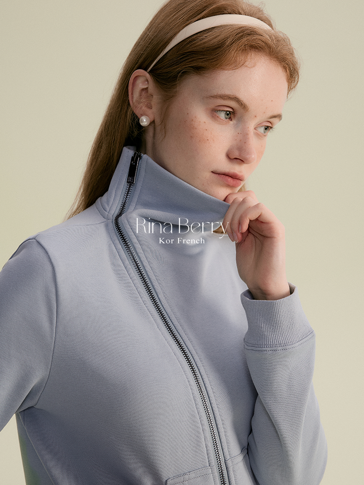 Asymmetric Collared Zip-Up Sweatshirt