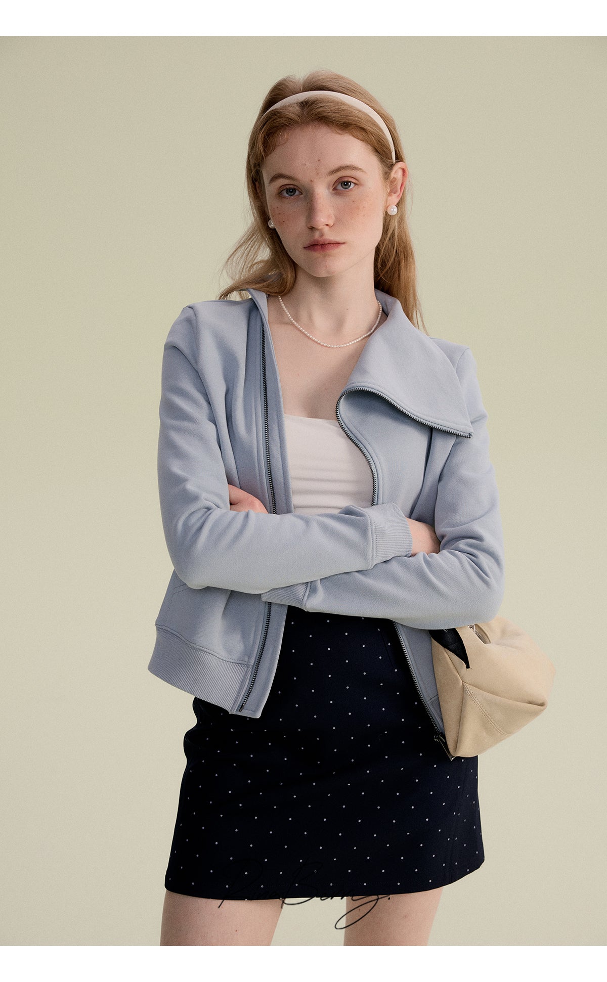 Asymmetric Collared Zip-Up Sweatshirt