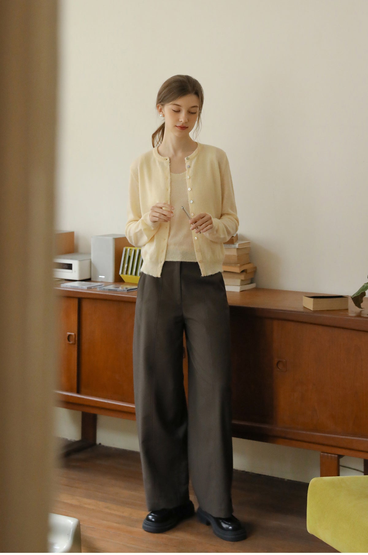 Belted Hem Center Seam Trousers