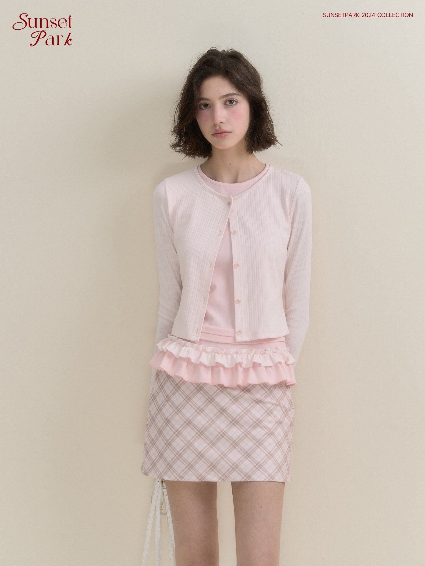 Ruffle Hem Layered Button-Up Top