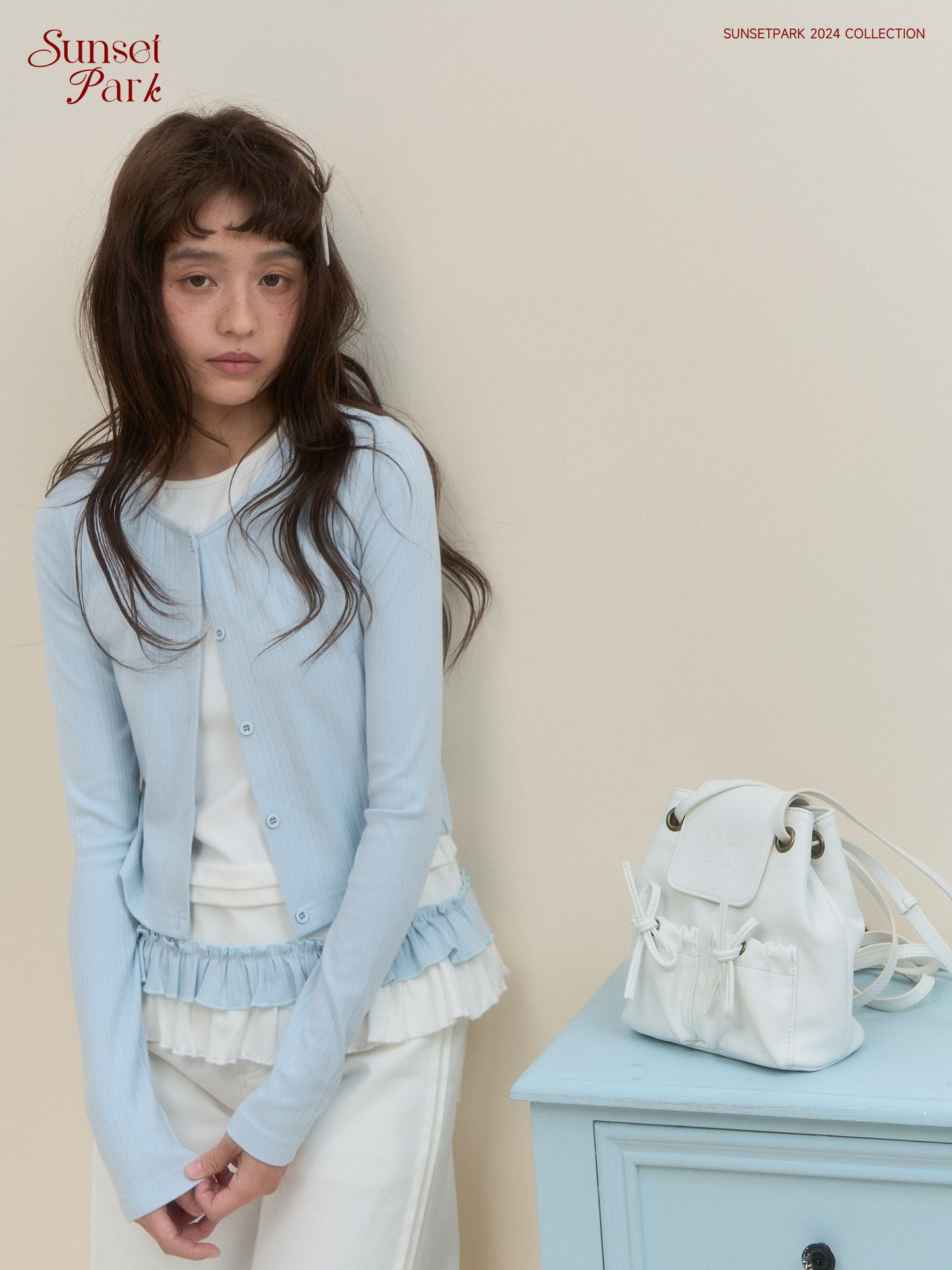 Ruffle Hem Layered Button-Up Top