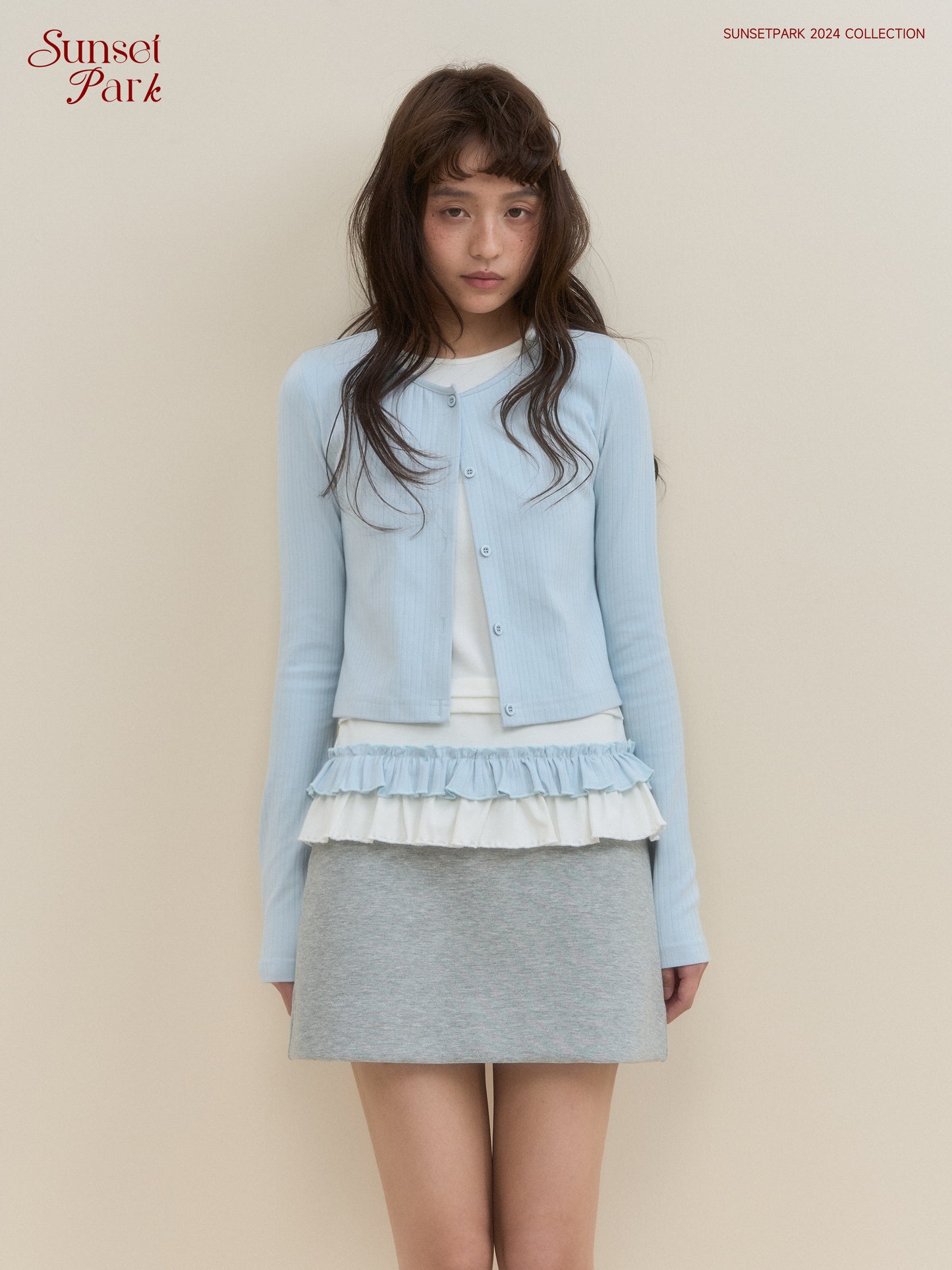 Ruffle Hem Layered Button-Up Top