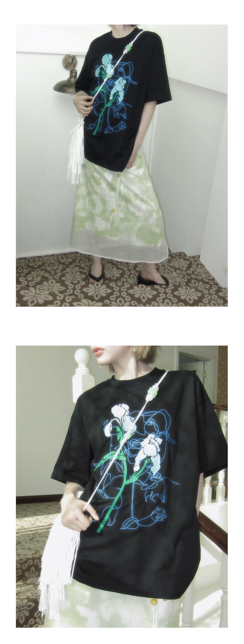 Floral-Embroidered Relaxed Fit T-Shirt