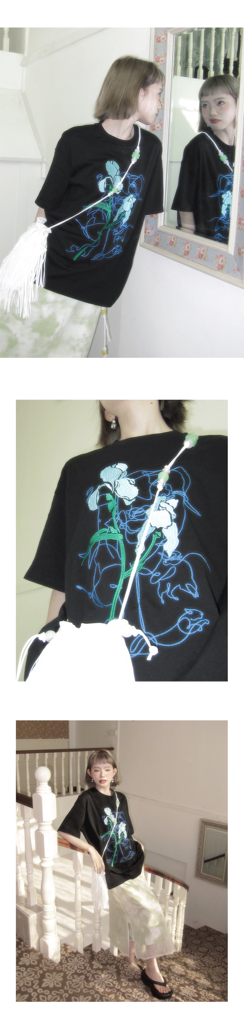 Floral-Embroidered Relaxed Fit T-Shirt