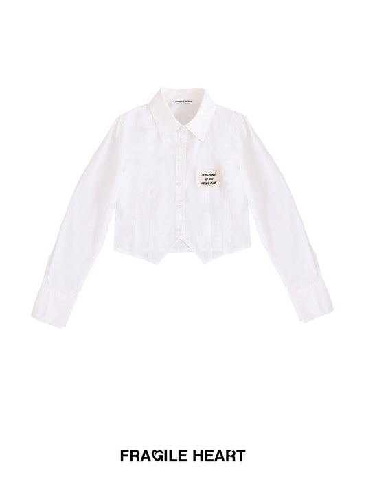 Pointed-Hem Button-Up Shirt