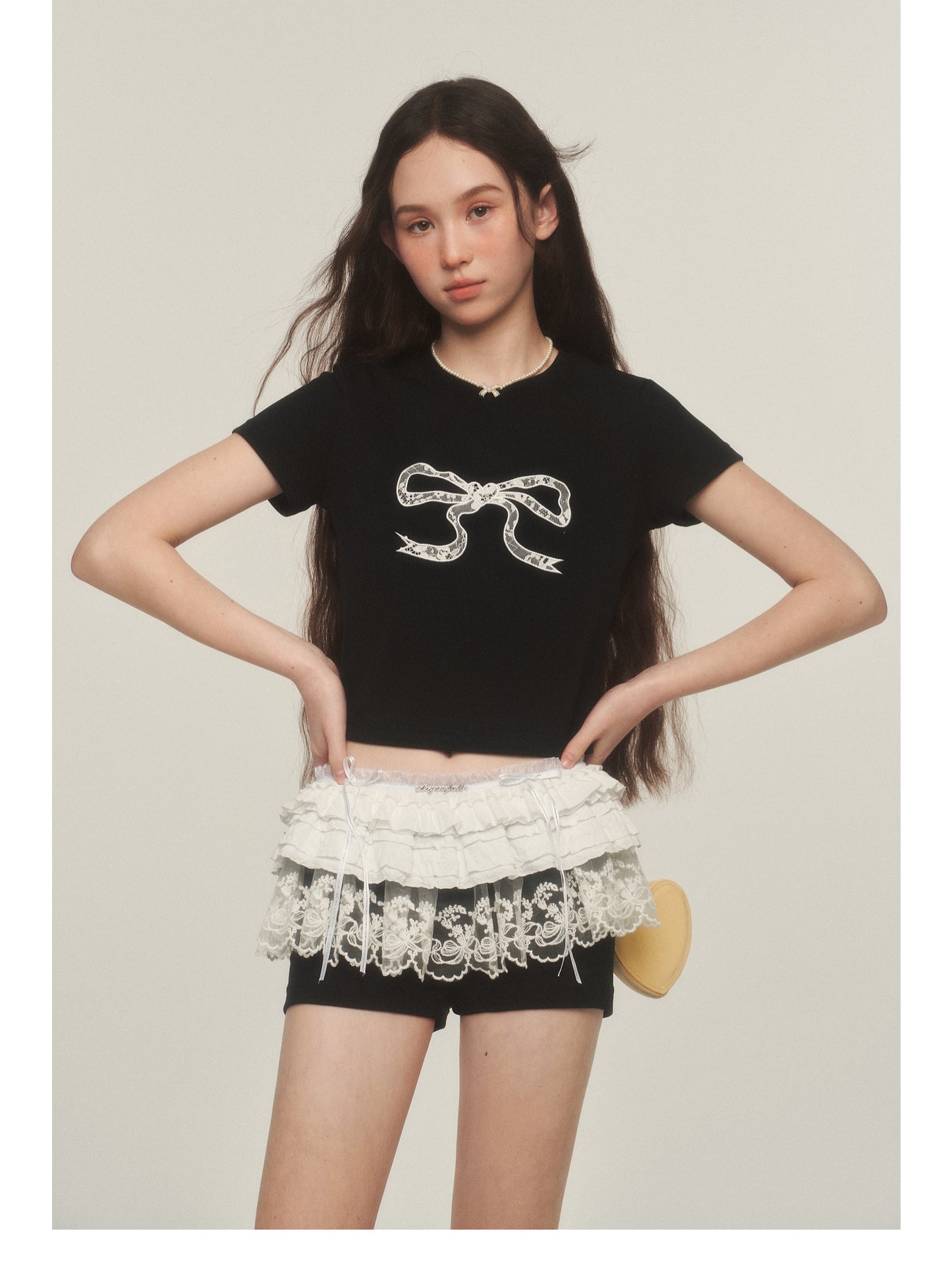 Sweet Lace Bow Crop Tee