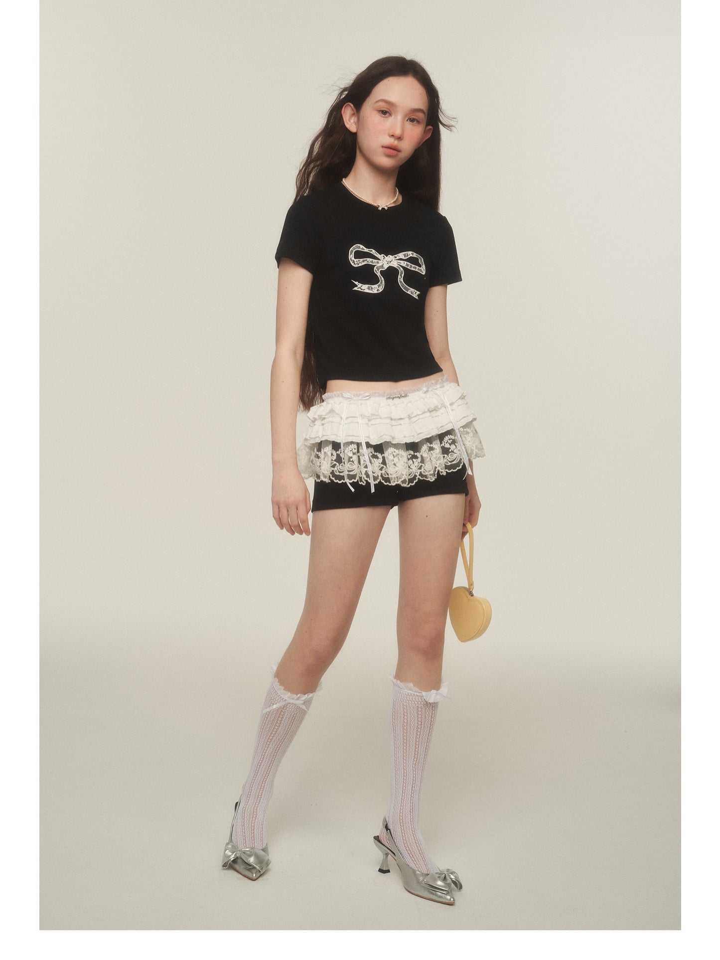 Sweet Lace Bow Crop Tee