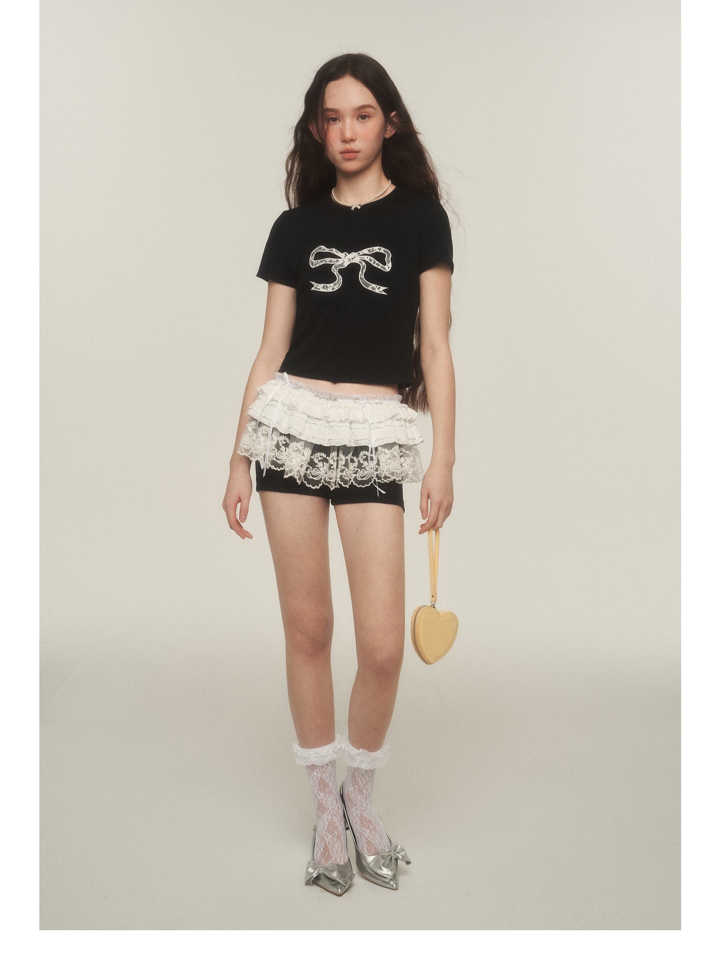 Sweet Lace Bow Crop Tee