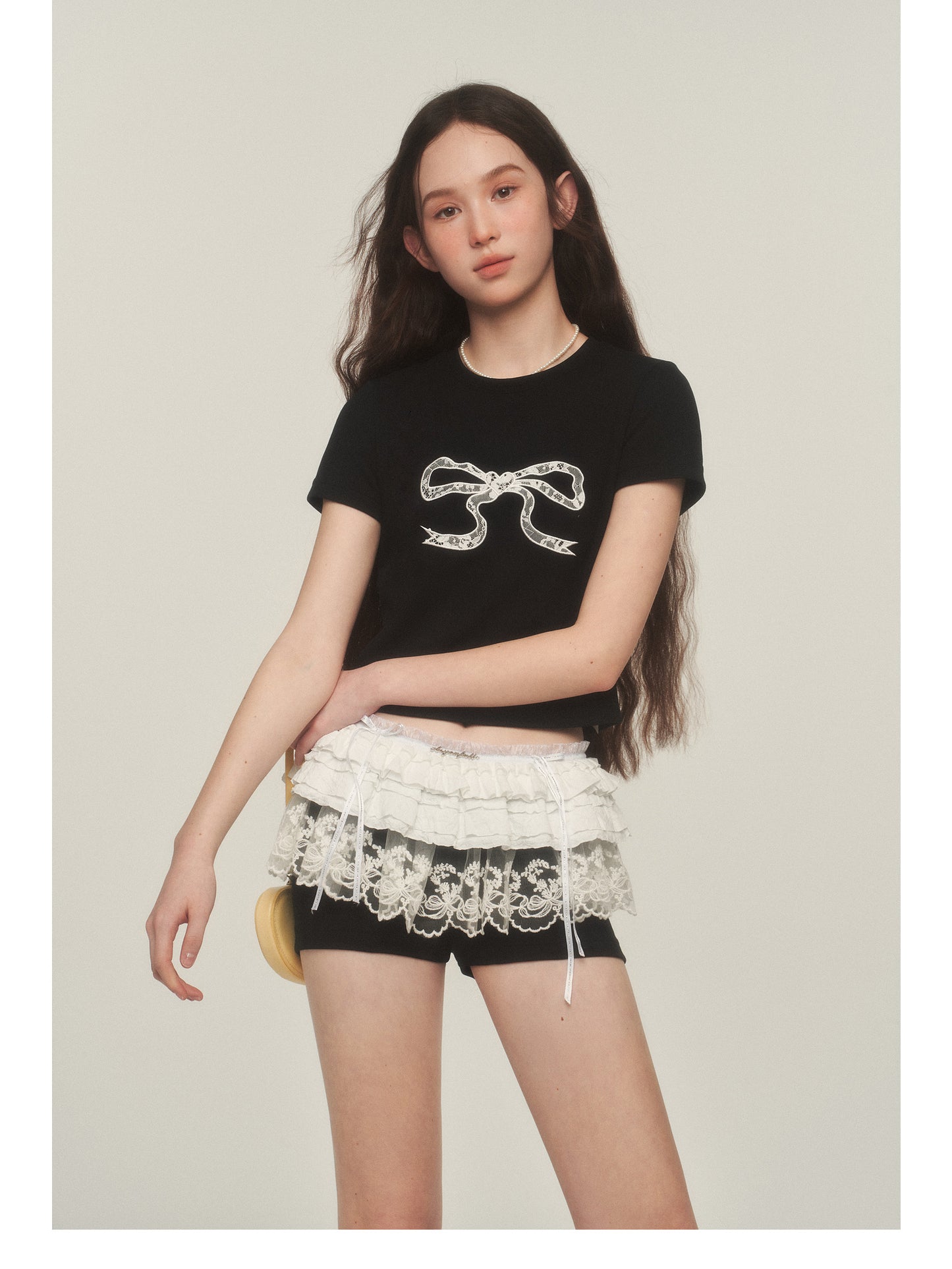 Sweet Lace Bow Crop Tee