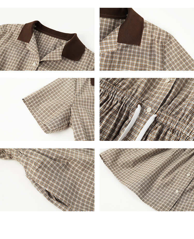 Plaid Shirt Dress With Adjustable Waist