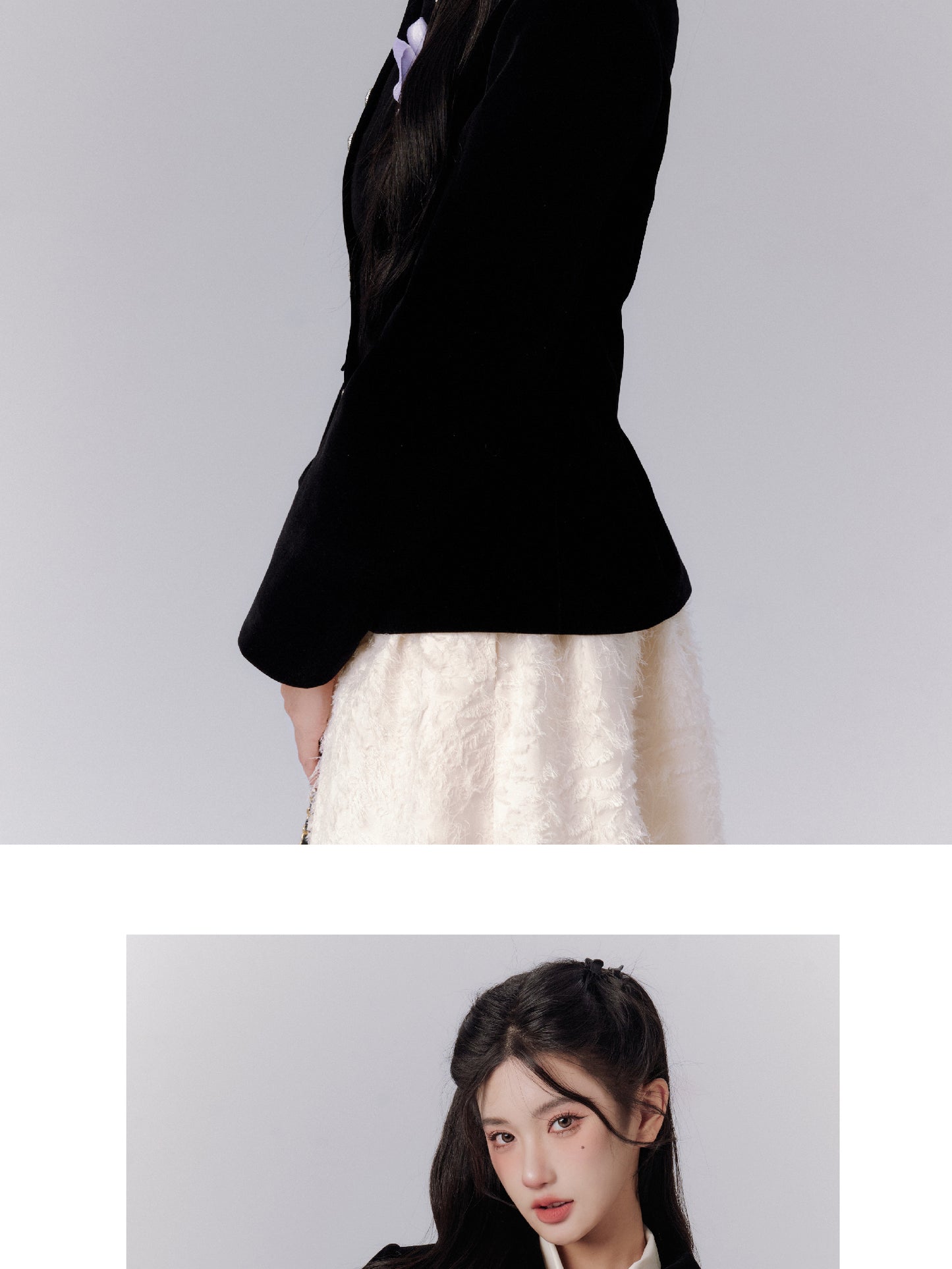 Bijou-Buttoned Elegant Tailored Jacket