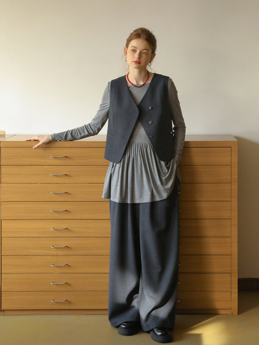 Asymmetrical Waistcoat With Back Belt Detail