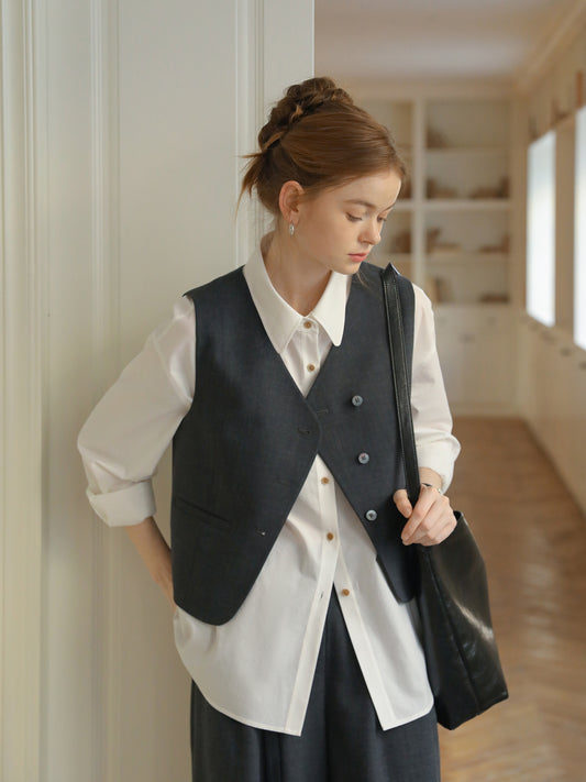 Asymmetrical Waistcoat With Back Belt Detail