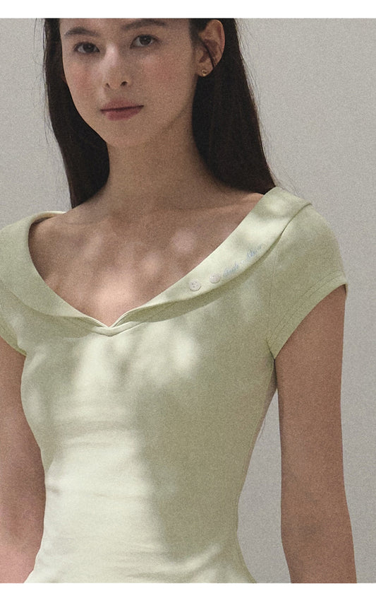 Peter Pan Collar Wide Neck Top