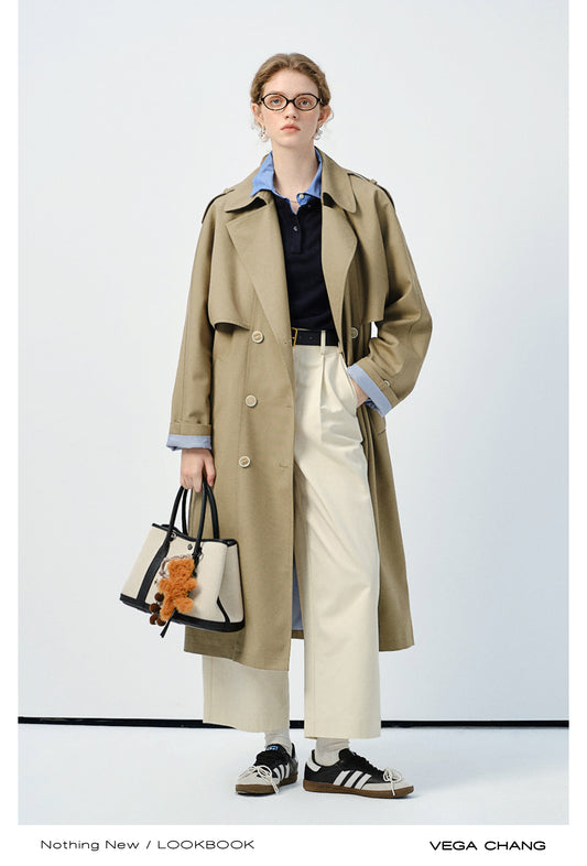 Faux Suede Anti-Static Plaid-Accented Coat