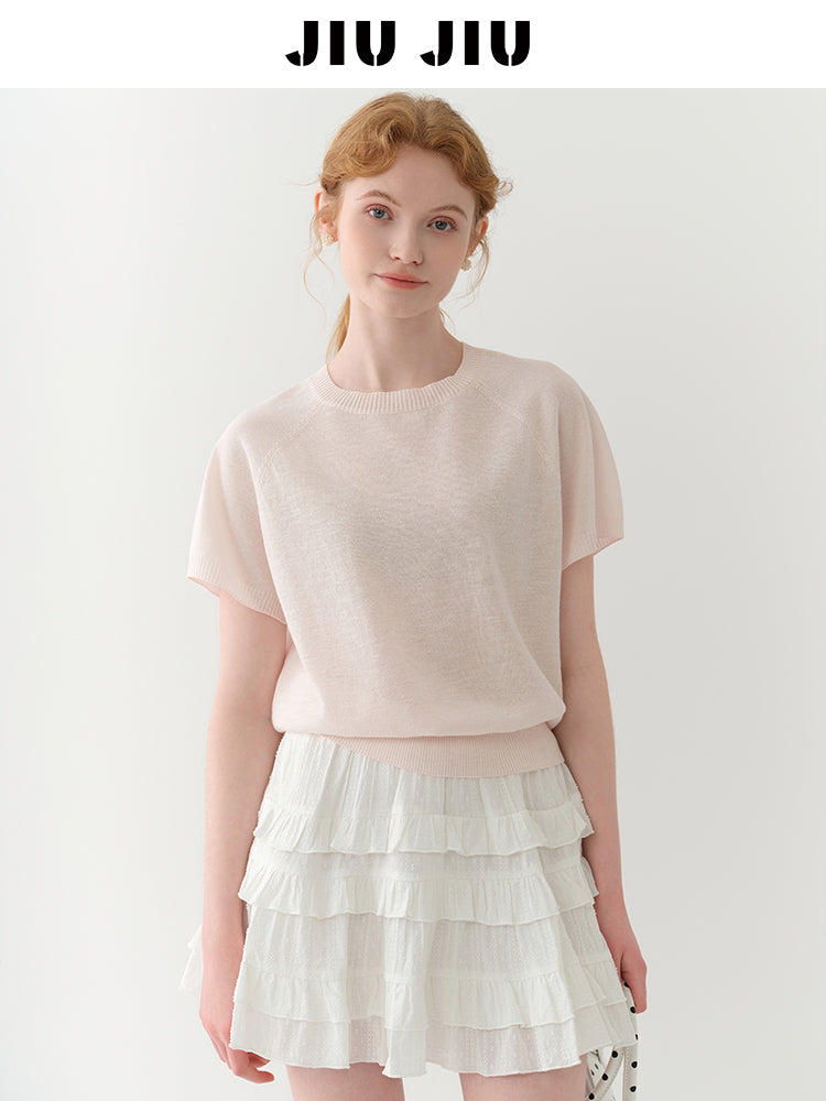 Minimal Knit Top With Sailor Collar Overlay