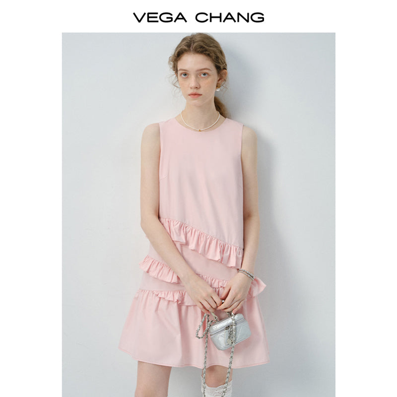 Ruffled Sleeveless Midi Dress